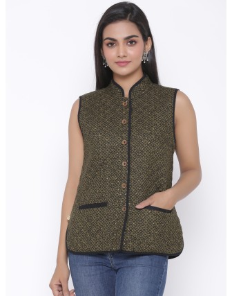 Suti Womens Cotton Regular Fit Jacket, Army Green