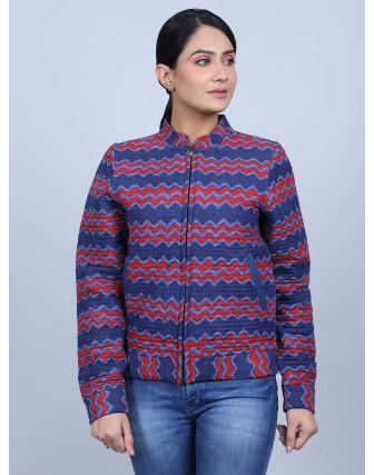 Suti Womens Cottonslub Straight Fit Jacket, Blue