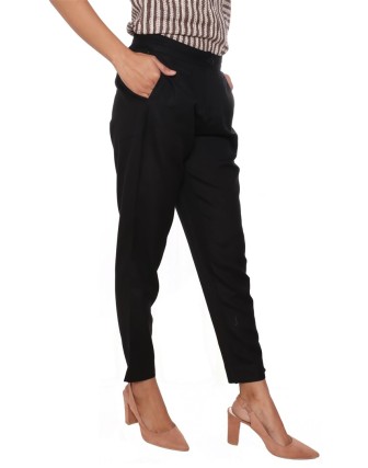Suti Women`s Rayon Flex Solid Slim Pants, Black