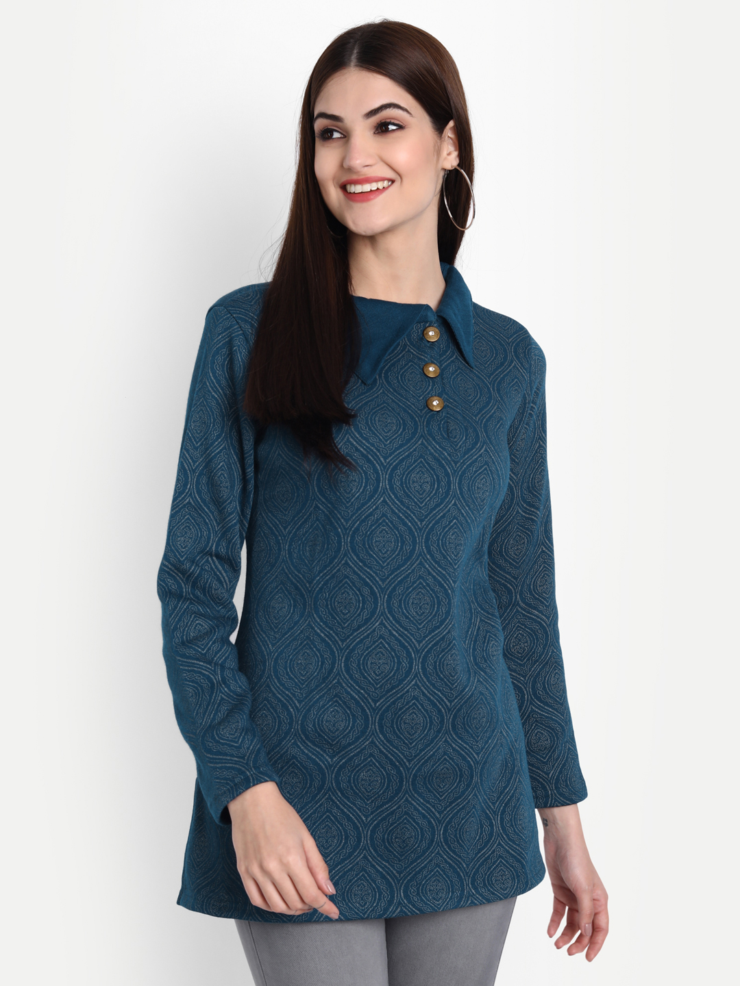 Indian Traditional Stylish Woolen Full Sleeve Kurti & Palazzo Set For Womens  FRS | eBay