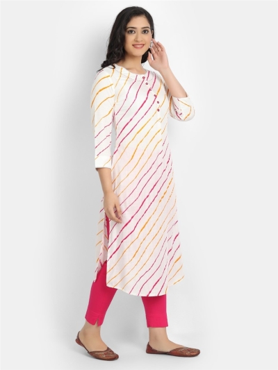 Buy Savan Special Lahriya Printed Straight Dailywear Cotton Kurti Dress for  Women and Girls, Gift for Her, Pink Leheriya, Festival Kurti Online in  India 